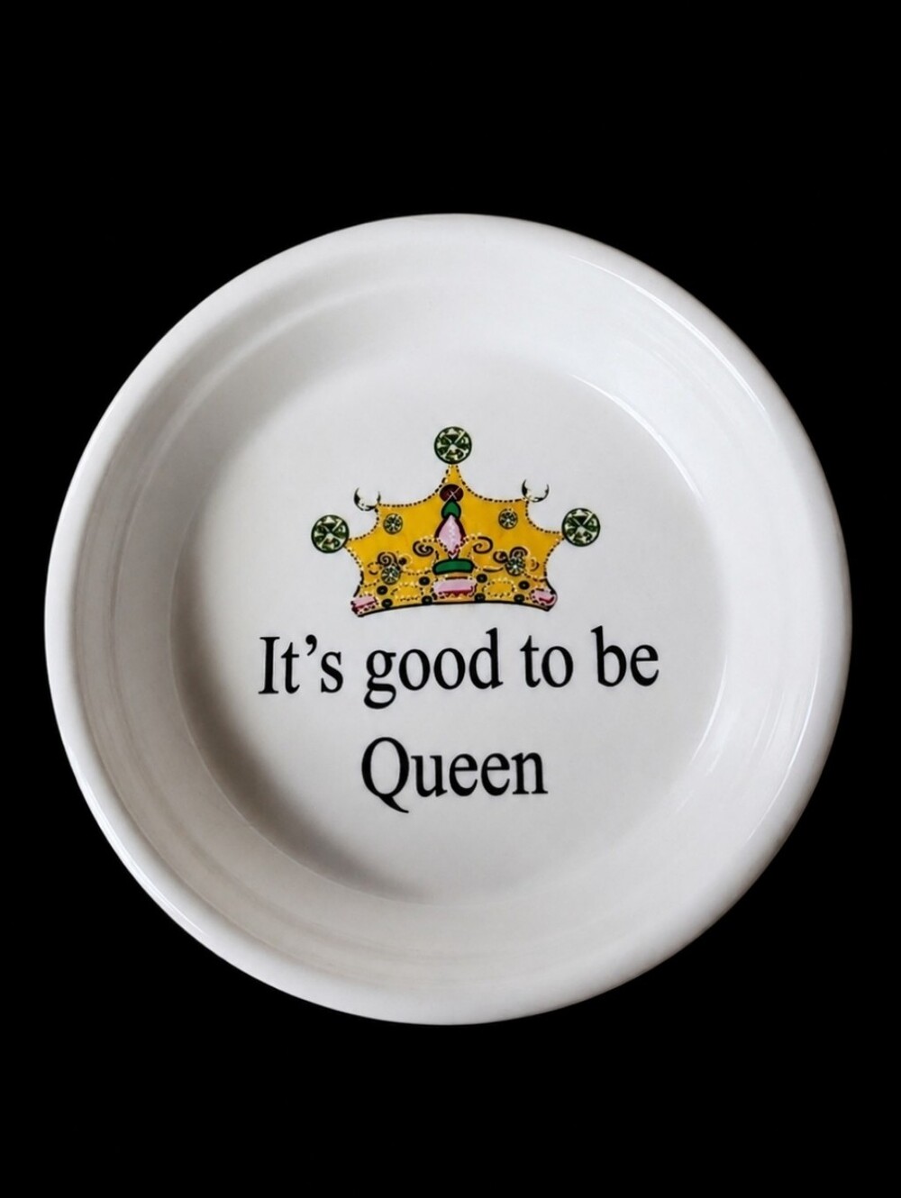 Good To Be Queen Cat Dog Food Dish Trinket Tray Crazed Blue Sky Brand